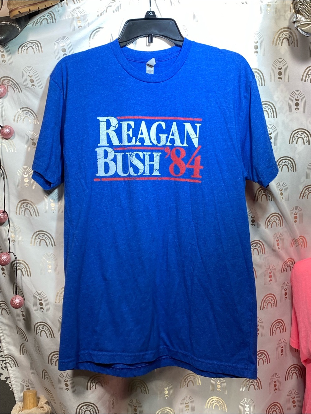 Vintage Next Level Apparel Royal Blue Reagan Bush '84 Graphic Tee